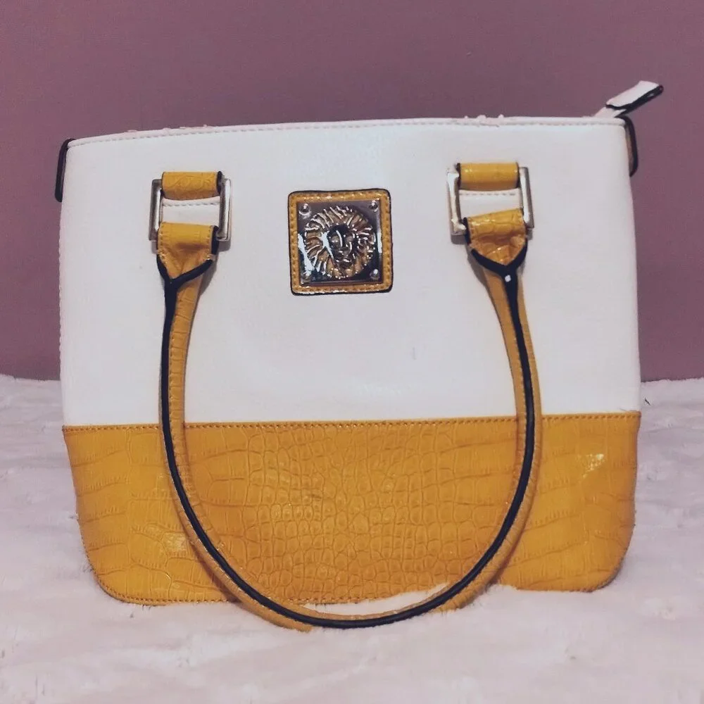 Anne Klein Yellow and White Bag - Picture 2 of 14